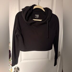 TNA Women's Cropped Black Pullover Hoodie